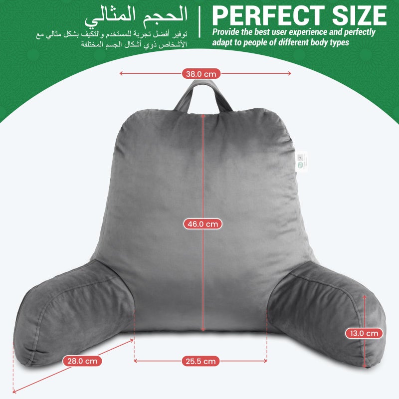 Arabest Reading Pillow, Backrest Pillow for Bed，Reading Pillows for Sitting in Bed Adult, Back Support Pillow with Arms，Sit Up Pillow for Bed, Use as Bedrest Relief from GERD Heartburn - Image 5